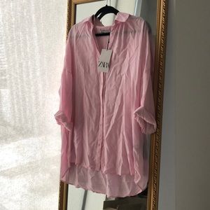 Zara pink button down shirt